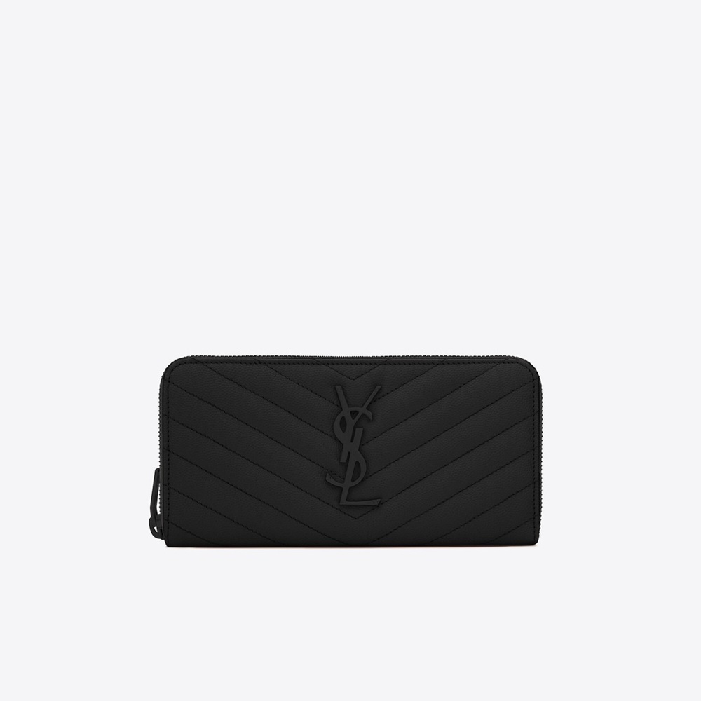 MONOGRAM ZIP AROUND WALLET IN GRAIN DE POUDRE EMBOSSED LEATHER